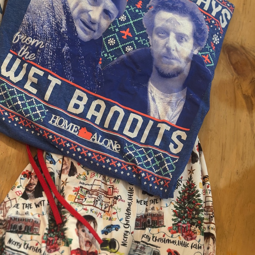 Home Alone Wet Bandits Blue Graphic T-Shirt and comfy pajama pants